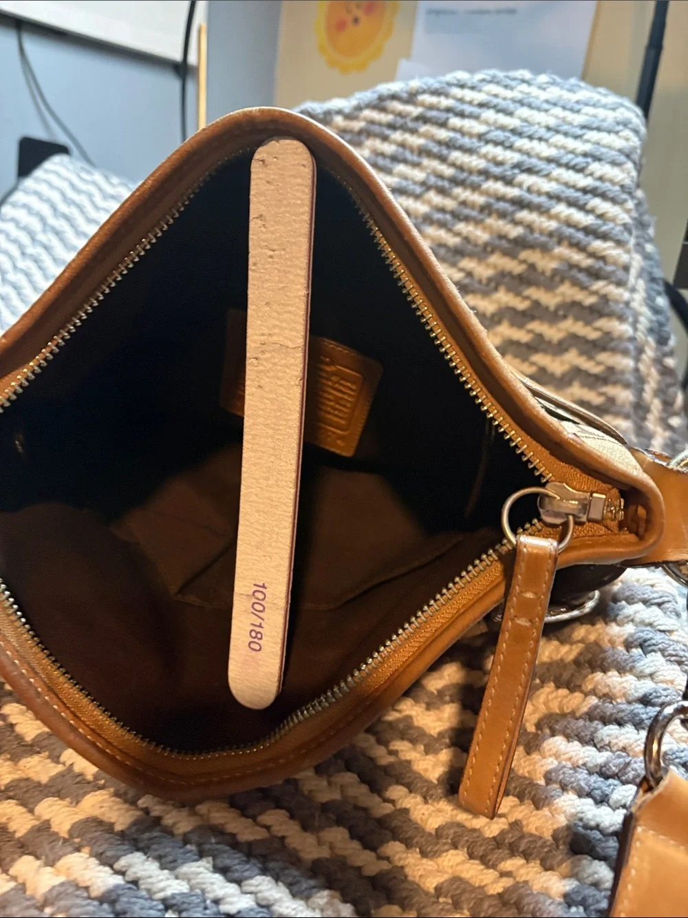 Vintage Coach Signature Canvas Shoulder Bag in Tan and Khaki